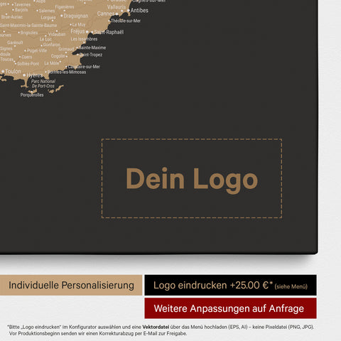 Mappa della Francia per puntine TRAVEL® – Sonar Black