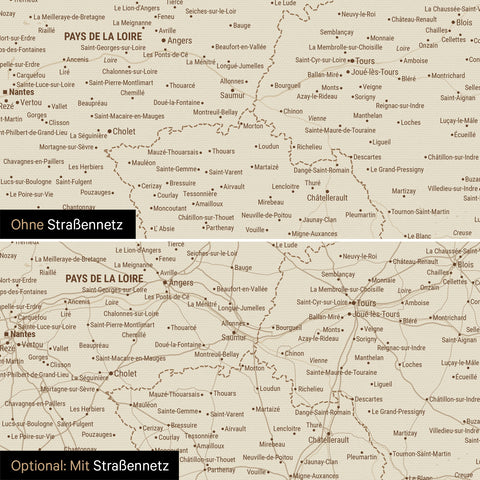Mappa della Francia per puntine TRAVEL® – Oro tesoro