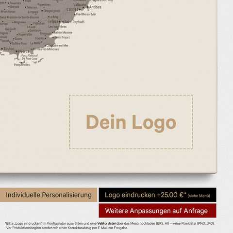 Mappa della Francia per puntine TRAVEL® – Grigio caldo