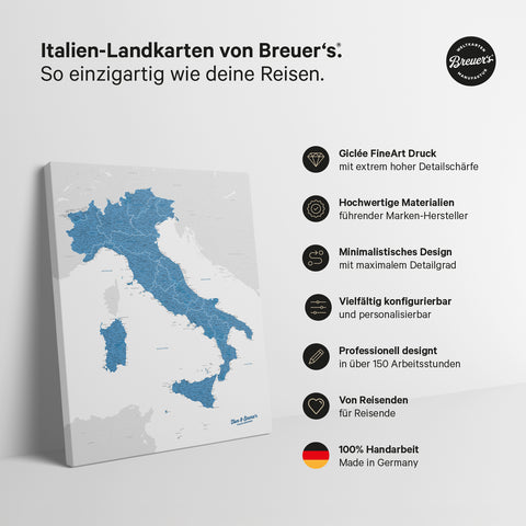 Mappa dell’Italia per puntine TRAVEL® – Blu oceano
