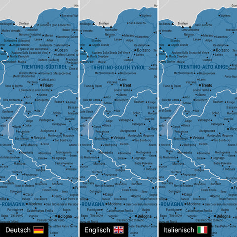 Mappa dell’Italia per puntine TRAVEL® – Blu oceano