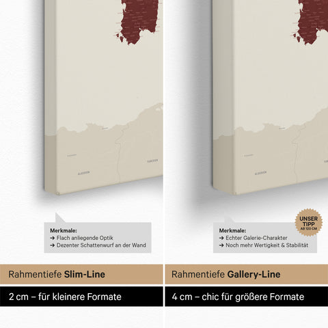 Mappa dell’Italia per puntine TRAVEL® – Rosso Bordeaux