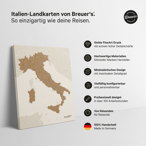 Mappa dell’Italia per puntine TRAVEL® – Bronzo