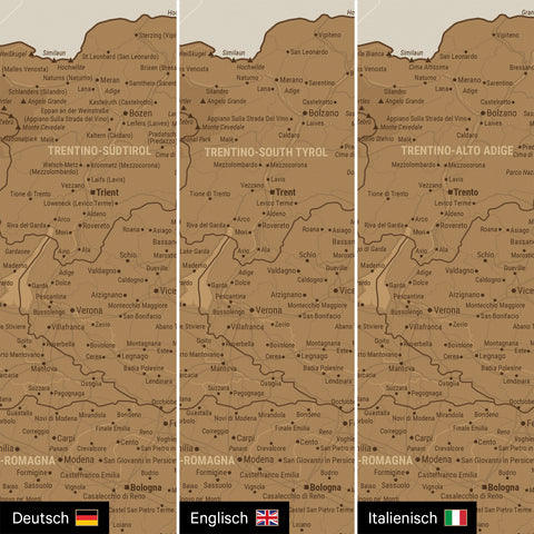 Mappa dell’Italia per puntine TRAVEL® – Bronzo