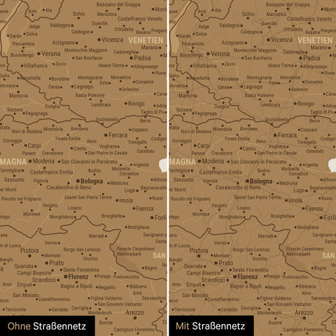 Mappa dell’Italia per puntine TRAVEL® – Bronzo
