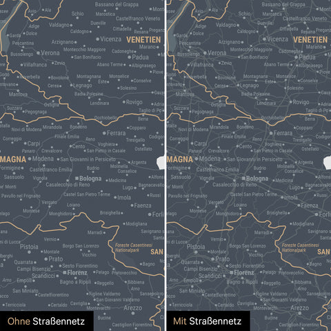 Mappa dell’Italia per puntine TRAVEL® – Blu denim