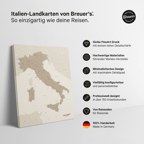 Mappa dell’Italia per puntine TRAVEL® – Sabbia del deserto