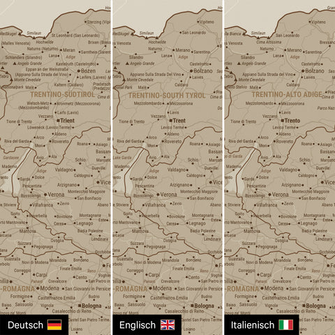 Mappa dell’Italia per puntine TRAVEL® – Sabbia del deserto