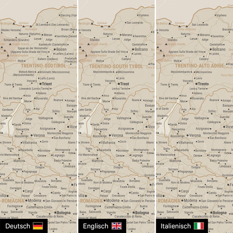 Mappa dell’Italia per puntine TRAVEL® – Oro