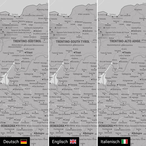 Mappa dell’Italia per puntine TRAVEL® – Grigio freddo