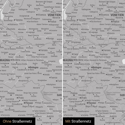 Mappa dell’Italia per puntine TRAVEL® – Grigio freddo