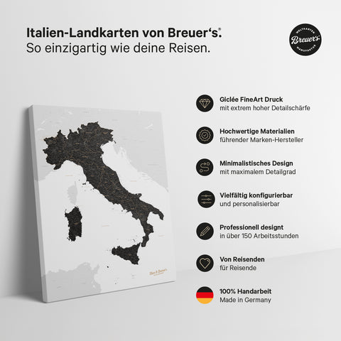 Mappa dell’Italia per puntine TRAVEL® – Nero chiaro