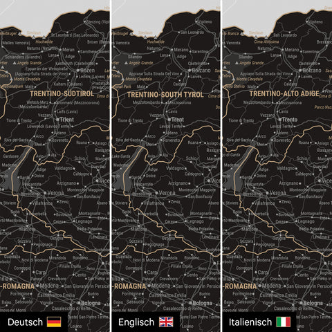 Mappa dell’Italia per puntine TRAVEL® – Nero chiaro