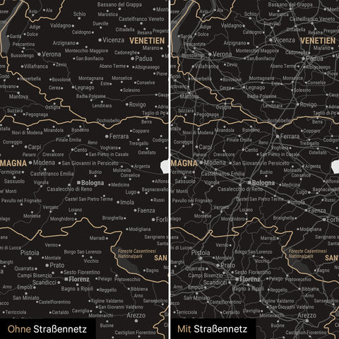 Mappa dell’Italia per puntine TRAVEL® – Nero chiaro
