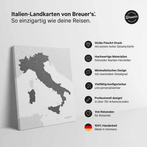 Mappa dell’Italia per puntine TRAVEL® – Grigio chiaro