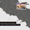 Italien Landkarte in Light Gray als Leinwand zum Pinnen zeigt einen Ausschnitt von Rom, Abruzzien und Kampanien mit vielen Details wie Nationalparks, Flüssen und zahlreichen kleinen Orten und Städten, die teilweise mit Pins markiert sind