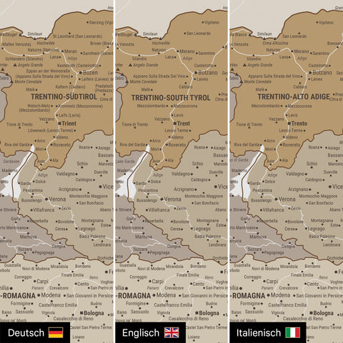Mappa dell’Italia per puntine TRAVEL® – Beige multicolore