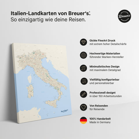 Mappa dell’Italia per puntine TRAVEL® – Classico multicolore