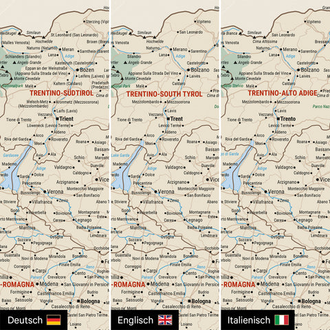 Mappa dell’Italia per puntine TRAVEL® – Classico multicolore