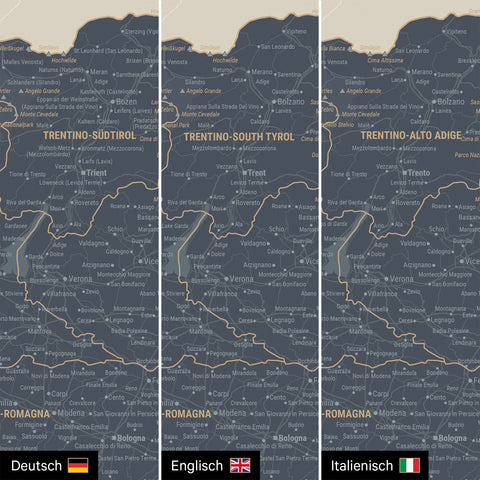 Mappa dell’Italia per puntine TRAVEL® – Blu marina chiaro