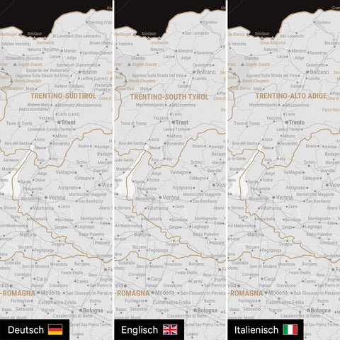 Mappa dell’Italia per puntine TRAVEL® – Nero scuro (bianco e nero)