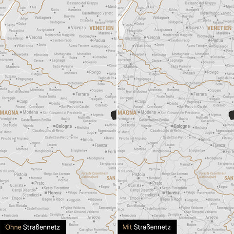 Mappa dell’Italia per puntine TRAVEL® – Nero scuro (bianco e nero)