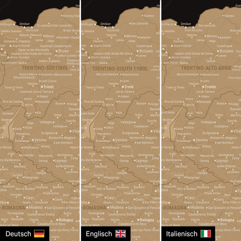 Mappa dell’Italia per puntine TRAVEL® – Nero sonar