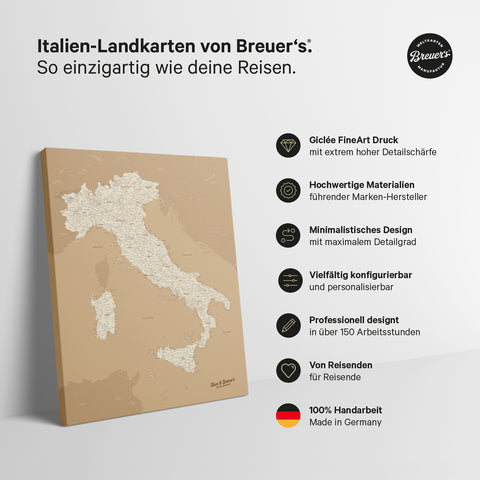 Mappa dell’Italia per puntine TRAVEL® – Oro tesoro
