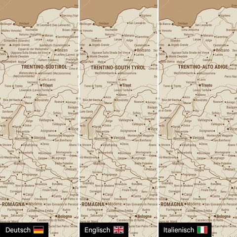Mappa dell’Italia per puntine TRAVEL® – Oro tesoro