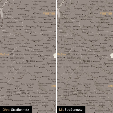 Mappa dell’Italia per puntine TRAVEL® – Grigio caldo