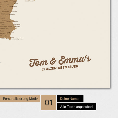 Personalisierte Italien-Karte als Poster mit Personalisierung