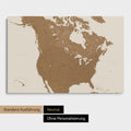 Neutrale und schlichte Ausführung einer Kanada & USA Karte als Pinn-Leinwand in Bronze