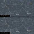 Kanada & USA Karte Pinn-Leinwand in Denim Blue optional mit dem Straßennetz der größten Highways und Interstates