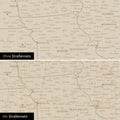 Kanada & USA Karte Pinn-Leinwand in Hale Navy (Dunkelblau-Gold) optional mit dem Straßennetz der größten Highways und Interstates