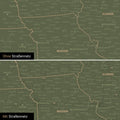 Kanada & USA Karte Pinn-Leinwand in Grün optional mit dem Straßennetz der größten Highways und Interstates