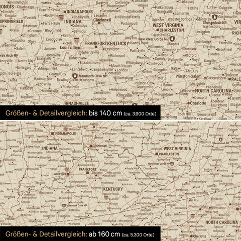 Mappa di Canada e USA per puntine TRAVEL® – Treasure Gold