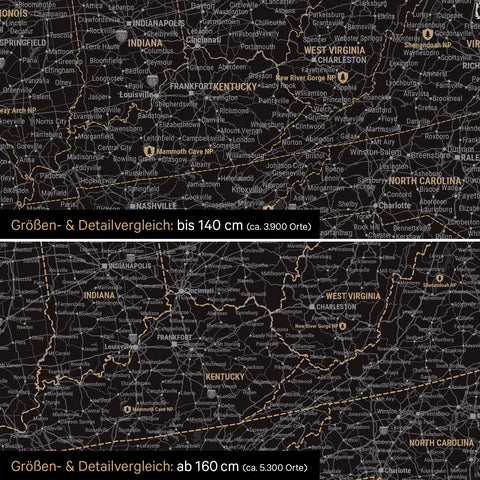 Mappa di Canada e USA per puntine TRAVEL® – Nero chiaro