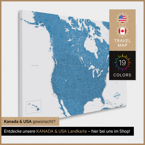 Mappa degli USA per puntine TRAVEL® – Ocean Blue