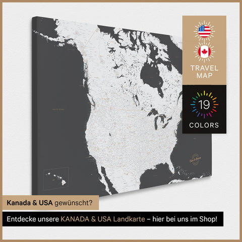 Mappa degli USA per puntine TRAVEL® – Grigio scuro (Grigio scuro)