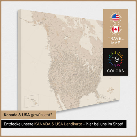 Mappa degli USA per puntine TRAVEL® – Oro