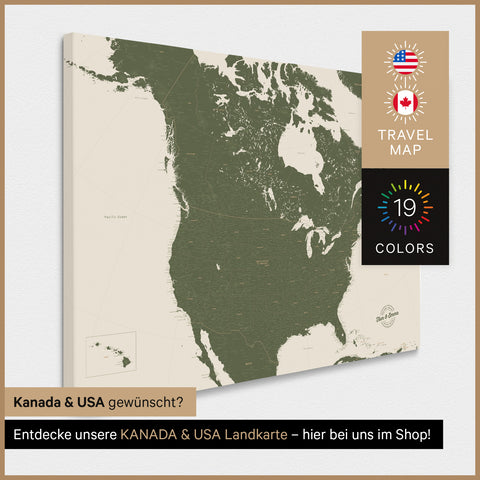 Mappa degli USA per puntine TRAVEL® – Olive Green