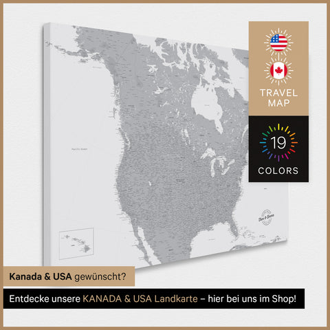 Mappa degli USA per puntine TRAVEL® – Coolgray (Grigio chiaro)