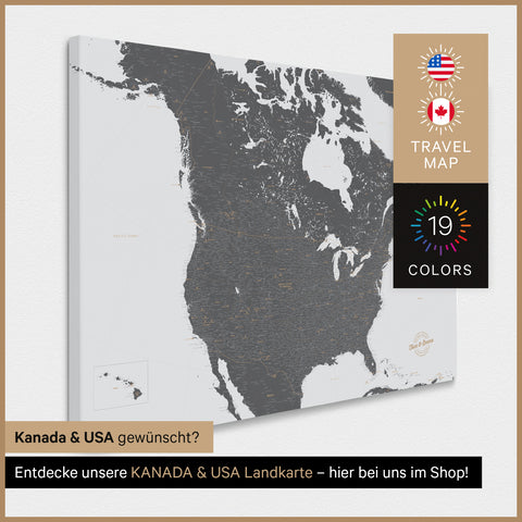 Mappa degli USA per puntine TRAVEL® – Grigio chiaro