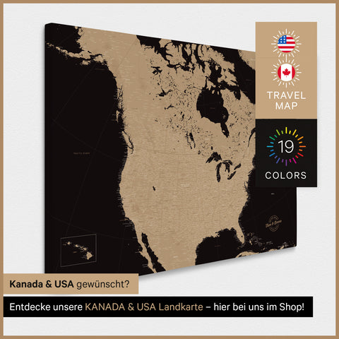 Mappa degli USA per puntine TRAVEL® – Sonar Black (Nero-Oro)