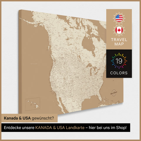 Mappa degli USA per puntine TRAVEL® – Treasure Gold