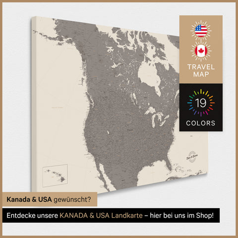 Mappa degli USA per puntine TRAVEL® – Warmgray (Marrone-grigio)