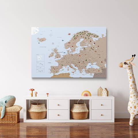 Mappa da puntine Europa per bambini – MINIVENTURES® Brown