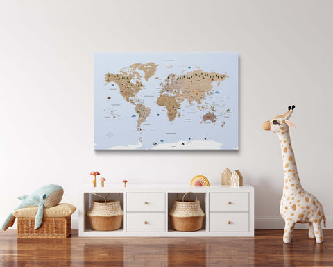 Mappa da puntine Kinder-Weltkarte – MINIVENTURES® Marrone
