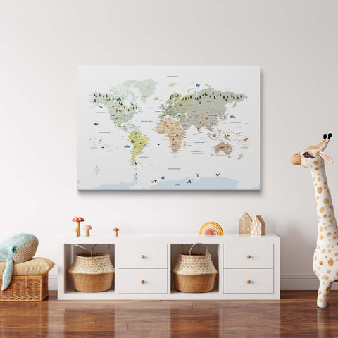 Mappa da puntine Kinder-Weltkarte – MINIVENTURES® Bianco