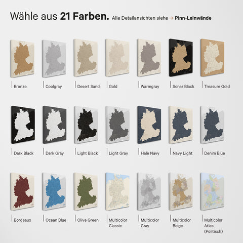 Mappa di Germania, Austria e Svizzera TRAVEL® poster magnetico – in 21 colori
